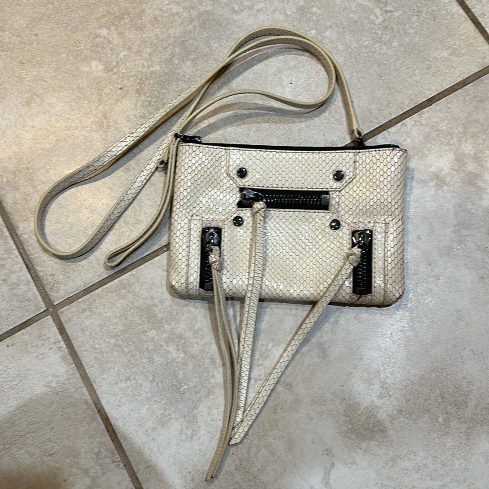 Botkier Logan Cream and Pink Snakeskin Small Crossbody Bag Purse